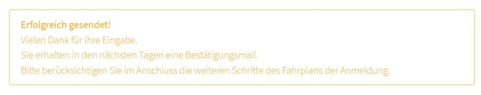 Bestätigung Online-Anmeldung